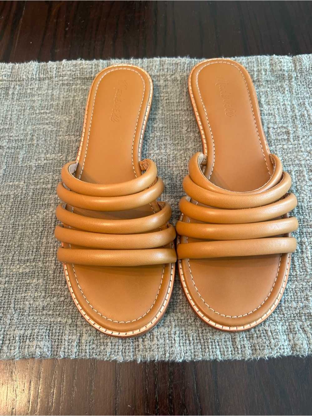 Madewell The Addie Leather Slide Sandals Tan Brown Size 9.5 Boho Summer Beach